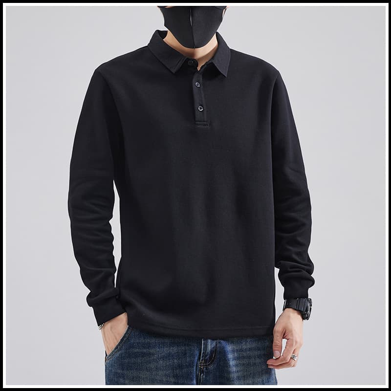 2026 Spring and Autumn New Long-Sleeve Polo Shirt Men's Turn-Down Collar T-Shirt Autumn/Winter Business Autumn/Winter Casual Top