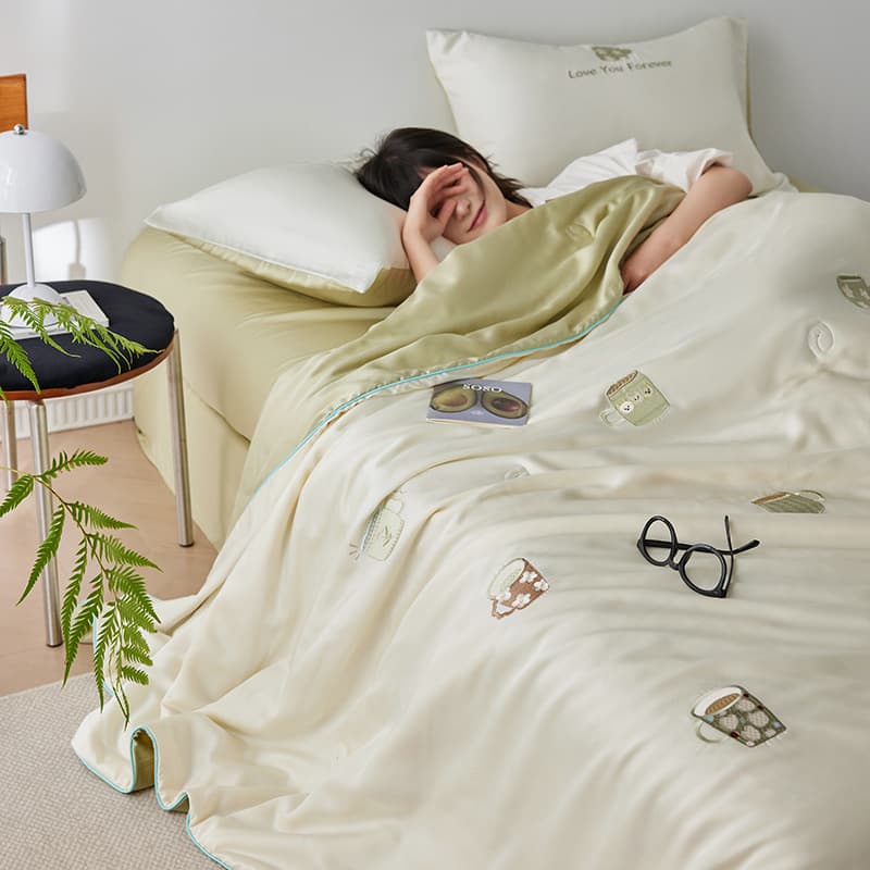 Summer Cool 60s Lyocell Tencel Summer Quilt 4-Piece Set Li Guanqi Soybean Fiber Cooling Quilt Air Conditioner Blanket