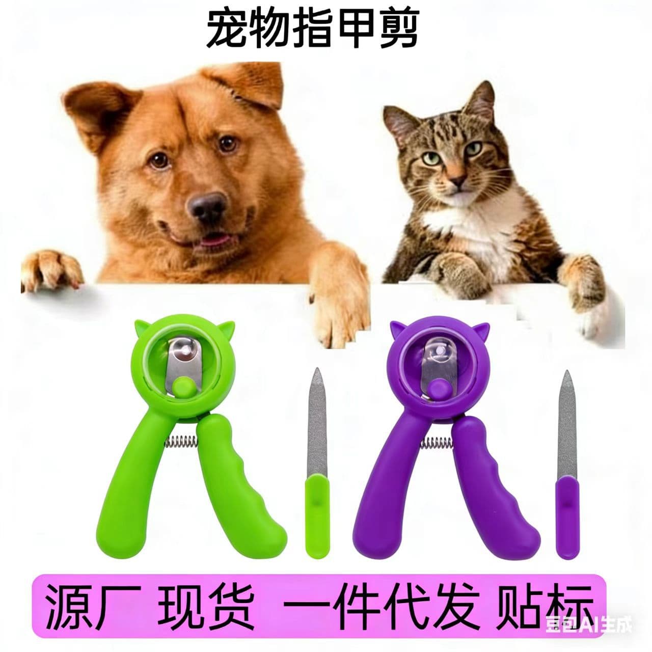 Cross-border Stainless Steel Pet Nail Clipper Grinder Anti-splash Nail Trimmer for Dogs and Cats