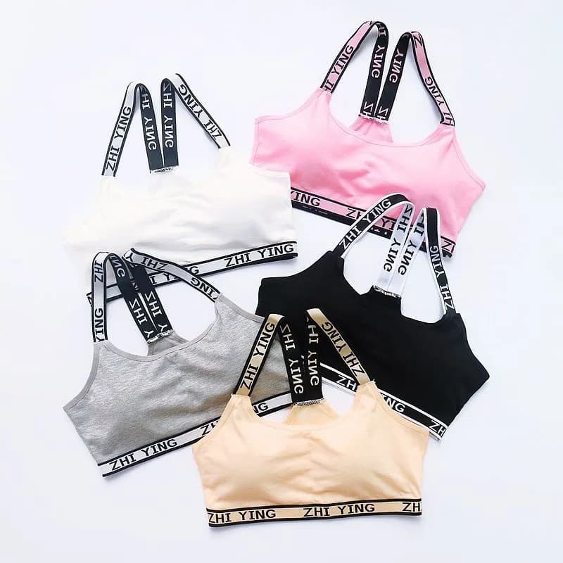 Girls' Cotton Underwear for Developmental Stages 10-12-16, Junior High and High School Students, Girls' Letter-Printed Beautiful Back Bra