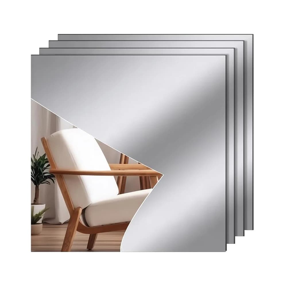 Acrylic 1.6mm Square Mirror Wall Sticker Decorative for Living Room Bedroom Dining Room Entryway Background Wall