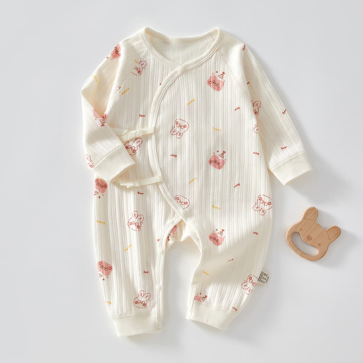Newborn Baby Clothes Category A Pure Cotton Spring and Autumn Monk Style Newborn Bodysuit Sleepwear