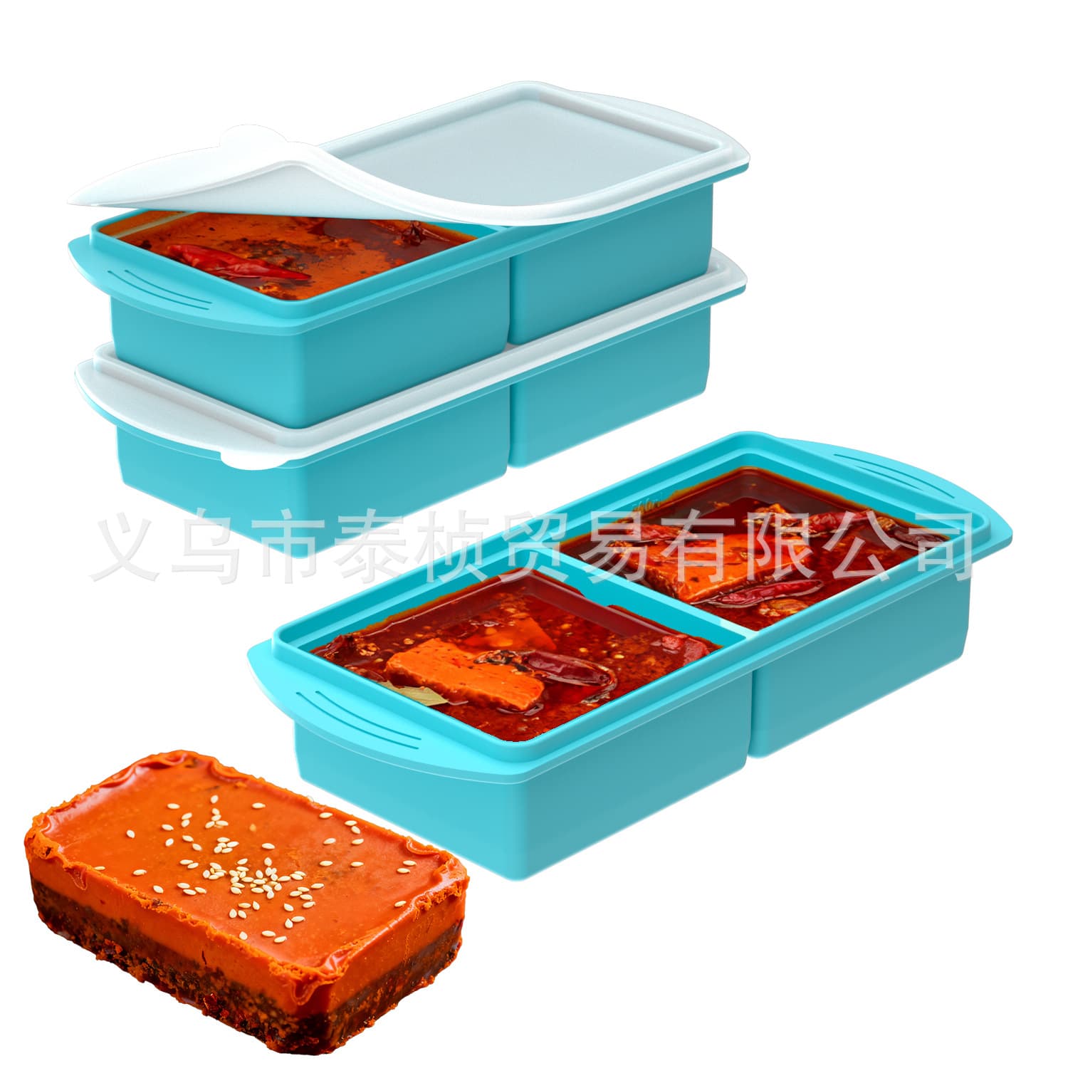 Cross-border Food-Grade Silicone Ice Cube Tray for Hot Pot Broth Portioning, Stock Freezing Storage Container, Large-Capacity Ice Mold