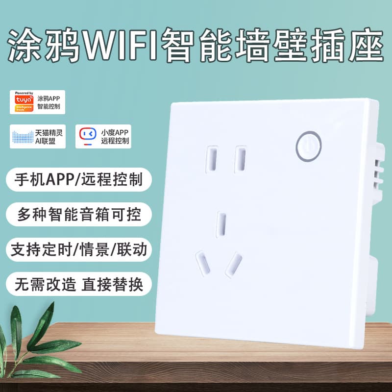 Tuya Smart APP Wall Socket 86 Model 10A Remote WiFi Wall Socket with AI Voice Control