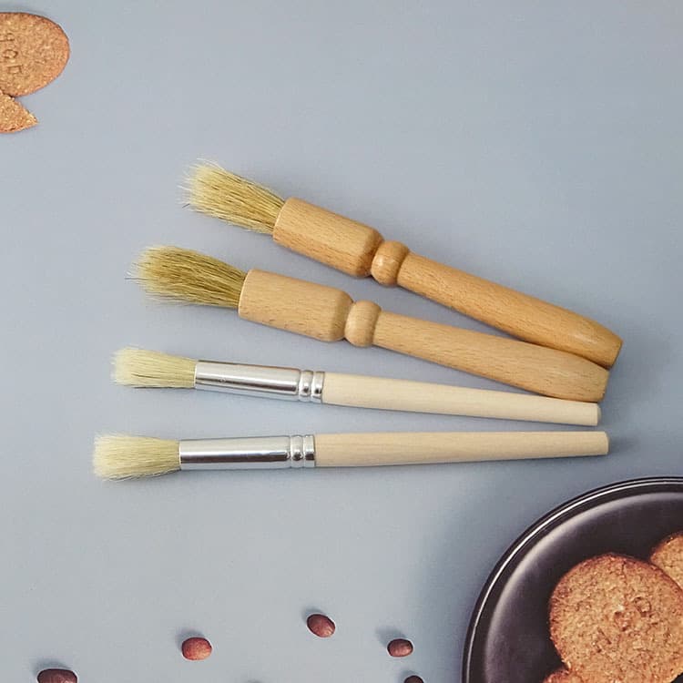Hand-crank Coffee Grinder Cleaning Brush, Electric Grinder Cleaning Brush, Manual Boar Bristle Round-tip Wood Handle Brush
