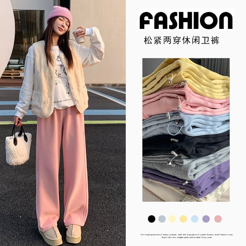 2026 Spring and Autumn Season Plus-Size Thickened Sweatpants Unisex Lulu Style Jogger Loose Straight Wide-Leg Casual Sports Pants