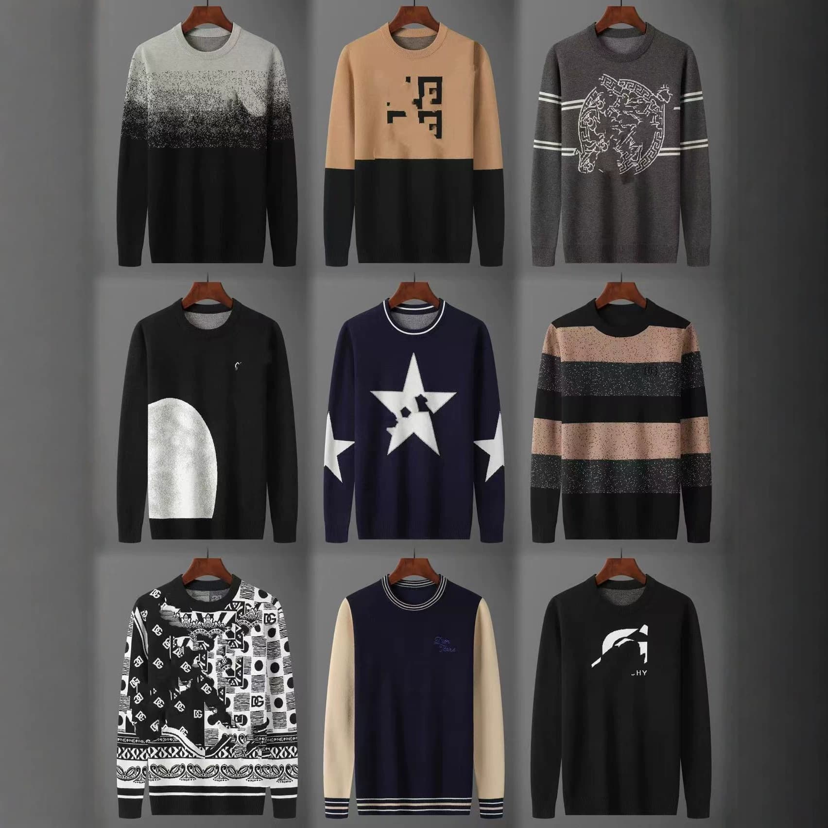 26 Cross-border High Version Round Neck Sweater Men's European Knitted Wool Sweater Correct Label Foreign Trade Supply Autumn Winter Base Layer