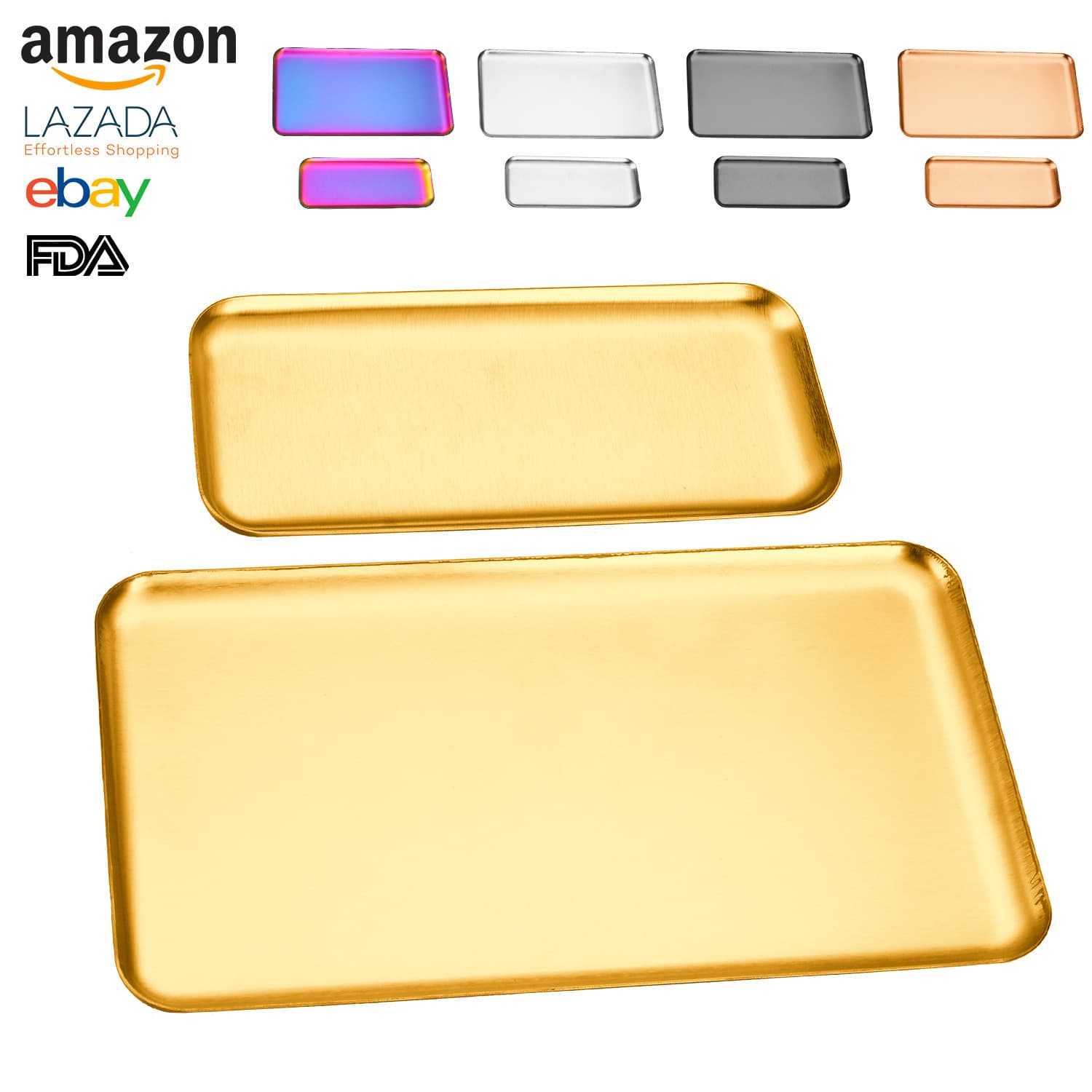 Stainless Steel Rectangular Tray Korean Style Creative BBQ Plate Serving Tray Coffee Tray Outdoor Utensil Plate