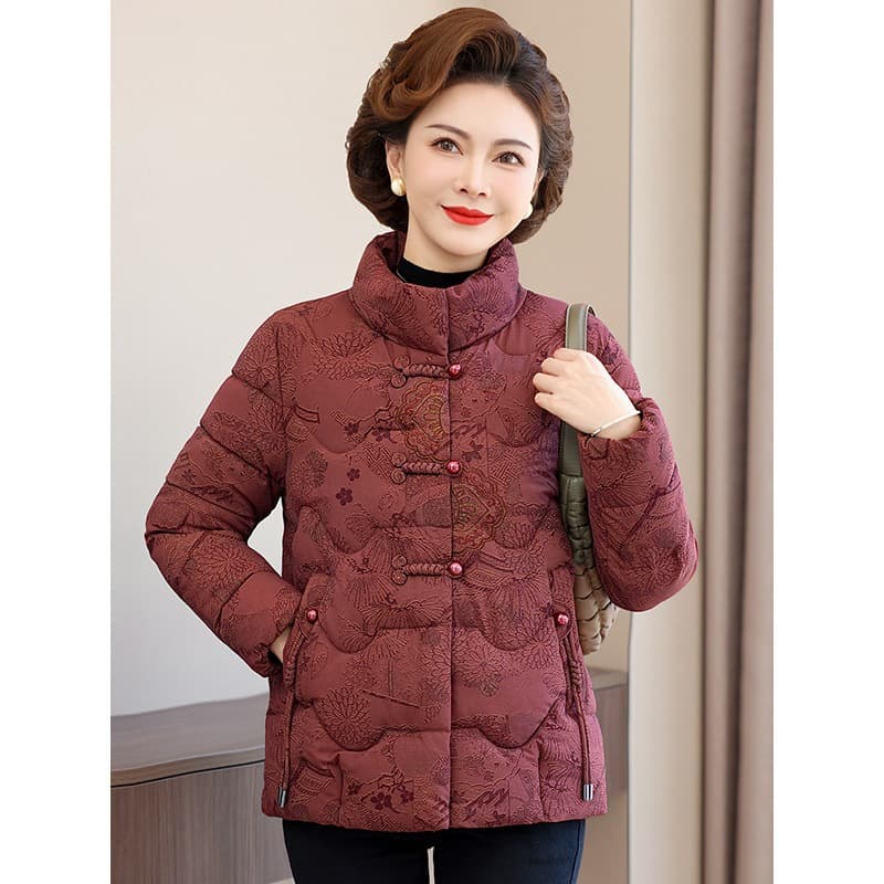 New winter stylish cotton-padded coat for middle-aged and elderly women, thickened and warm, fashionable and youthful short cotton-padded jacket.