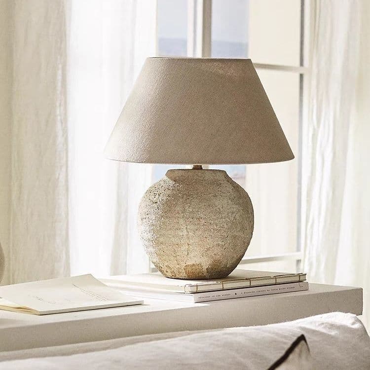 Wabi-sabi style table lamp, high-end ceramic pot ornaments, retro mid-century style living room, bedroom, B&B, hotel bedside lamp