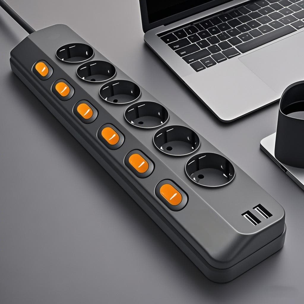 Fast Charging Power Strip Six Outlets with Independent Switches Pure Copper Cable Cross-border Wholesale