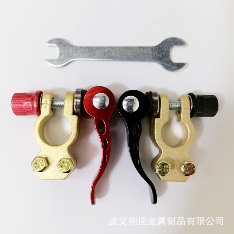 Quick release copper battery clamp, quick installation battery connector, copper quick release battery terminal with wrench