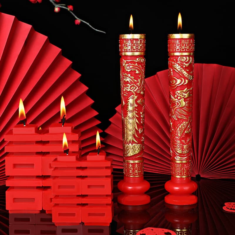 Wedding Supplies Chinese Wedding Bridal Chamber Candles, Wedding Candles, a Pair of Dragon and Phoenix Candles, Red Double Happiness Characters, Smoke-Free
