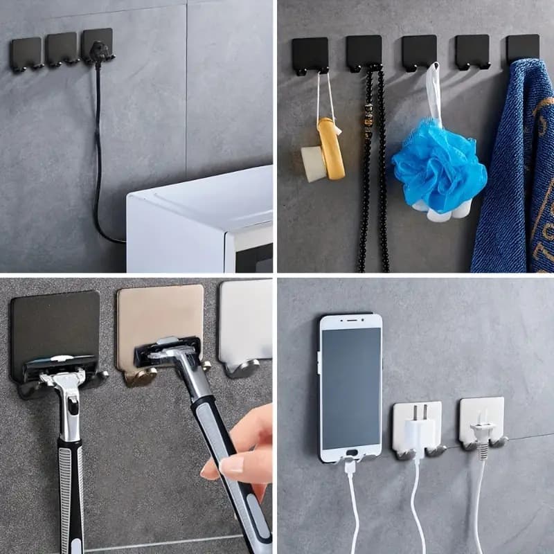 Cross-Border Household Shaver Hook Strong Adhesive Hanger No-Drill Plug Hook Wall-Mounted Razor Storage Stand