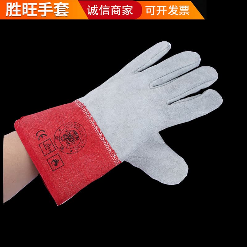 11-inch Buffed Leather Gloves Cowhide Welding Gloves Labor Protection Cloth Welder Gloves Split Cowhide Gloves Welding