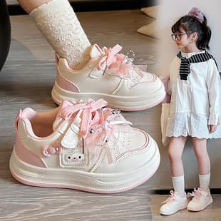 Girls' Sports Shoes Spring Autumn 2026 New Children's Board Shoes Low-Top Sweet Princess Shoes Anti-Slip Soft Sole Casual Shoes