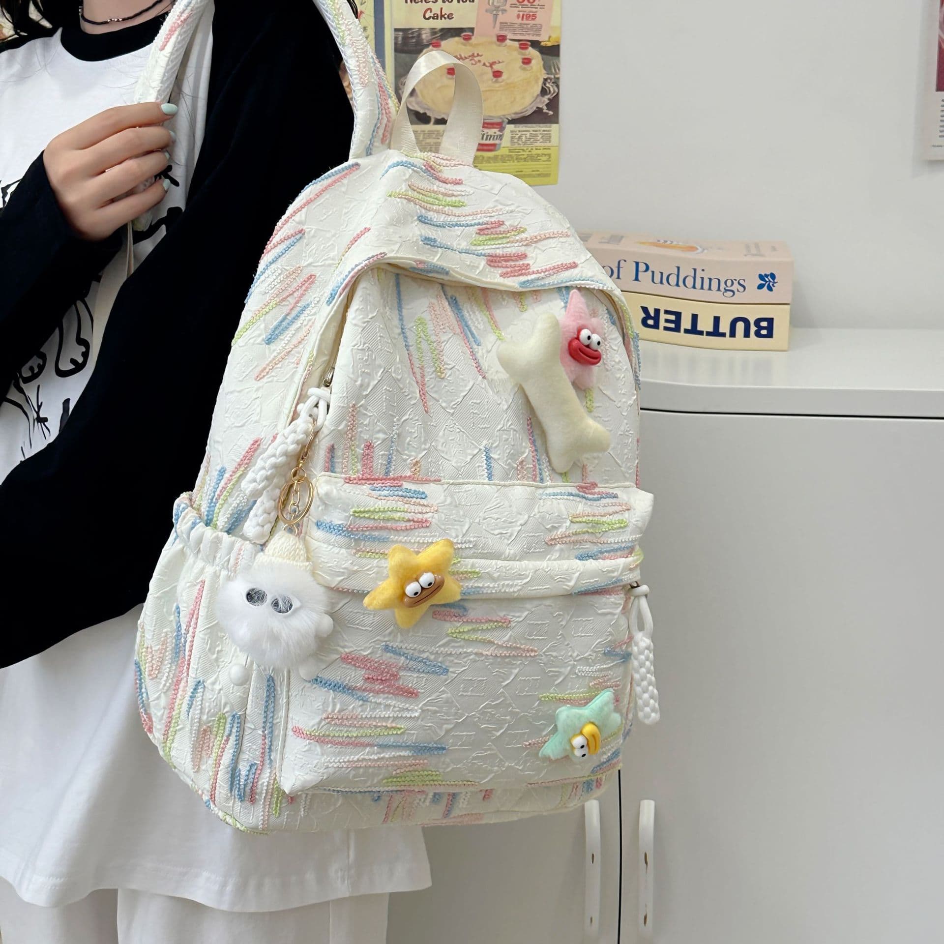High-Aesthetic Backpack for Girls, Ins Cute Schoolbag for Middle and High School Students, Soft Girl Style Versatile Backpack