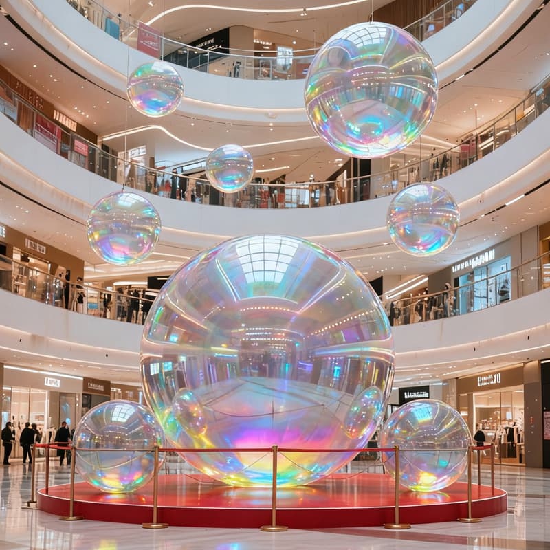 Inflatable Mirror Ball Double-Layer PVC Reflective Ball Laser Holographic Colorful Ball Shopping Mall Display Bar Decoration Inflatable Model
