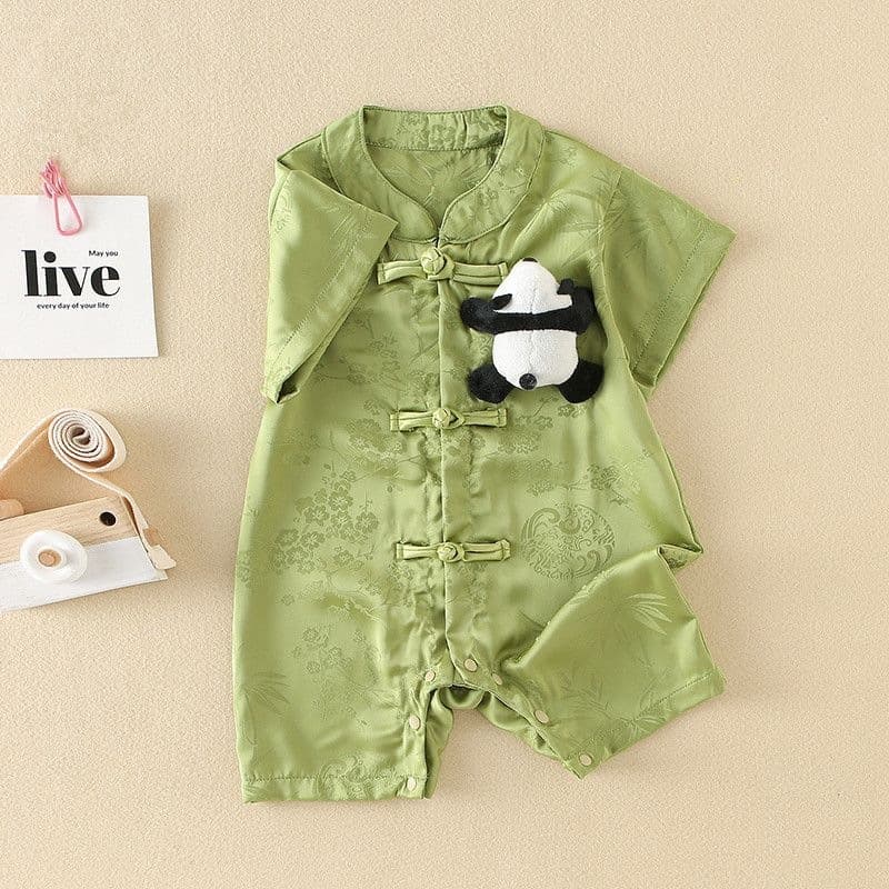 Baby Chinese Style Romper Summer Thin Male Baby Tang Suit Romper Summer Short-Sleeved Hanfu Outdoor Wear