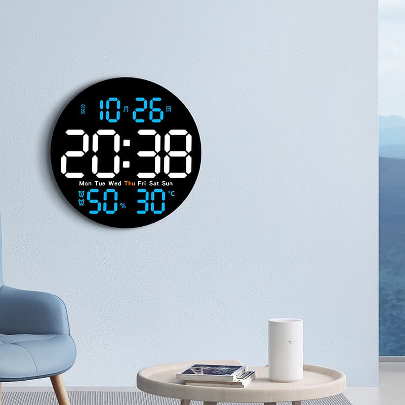 Simple Style Living Room Wall Clock Multi-functional Home Use Temperature Humidity Silent Wall Clock 5501
