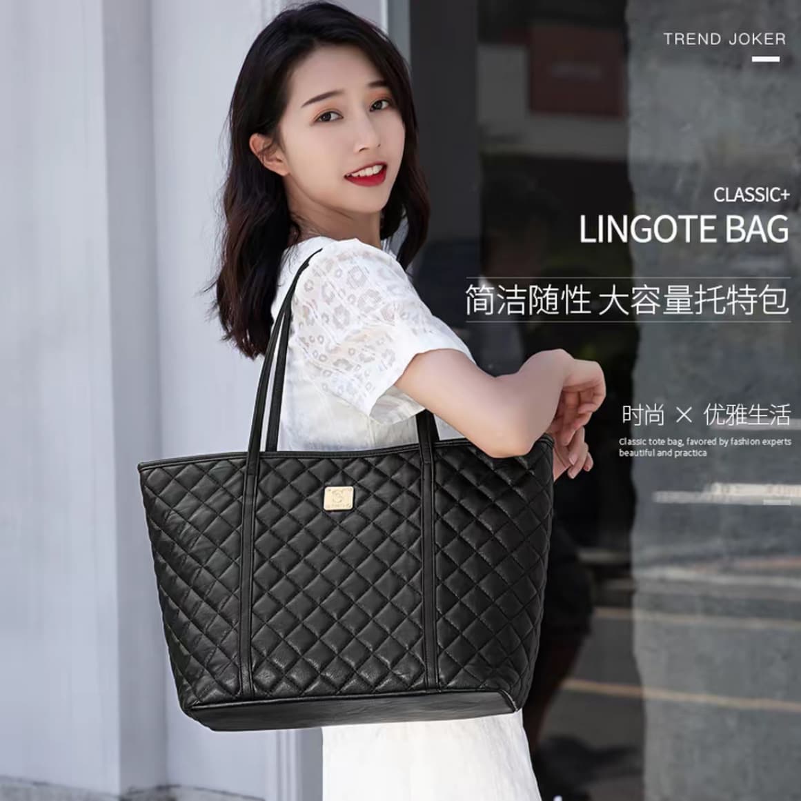 Guangzhou Women's Bag Wholesale Fashion Diamond Handbag 2026 New Shoulder Bag Large Capacity Commuting Tote Bag