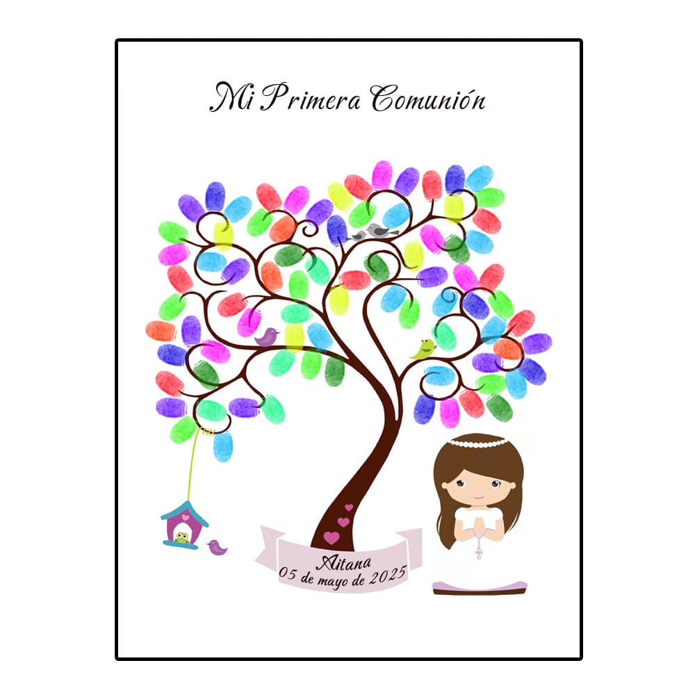 Custom Theme Name Date First Communion Spanish Fingerprint DIY Finger Painting HK150