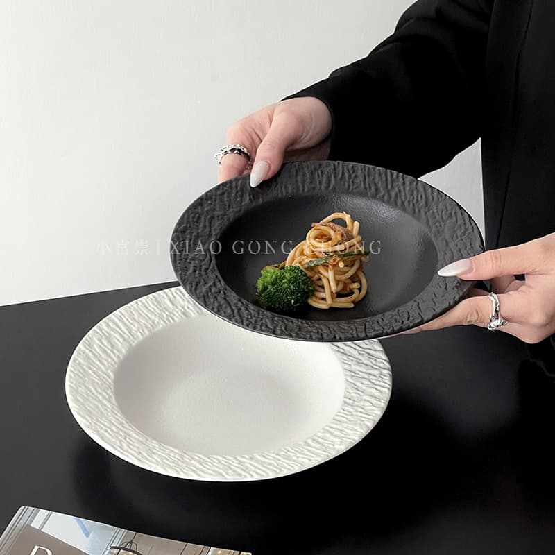 Premium Rock Grain Straw Hat Pasta Plate Ceramic Plate Home Western Food Plate Soup Plate Deep Plate Fruit Plate