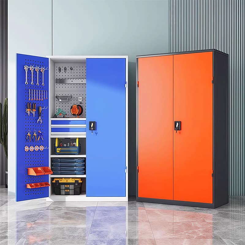 Heavy-Duty Tool Cabinet Tool Cart for Hardware Workshop and Auto Repair, Multi-Functional Double-Door Storage Cabinet