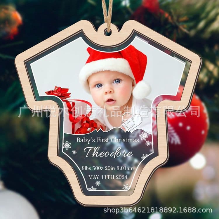Custom Baby Photo Birth Christmas Ornament Newborn Souvenir 4D Shake Baby Ornament