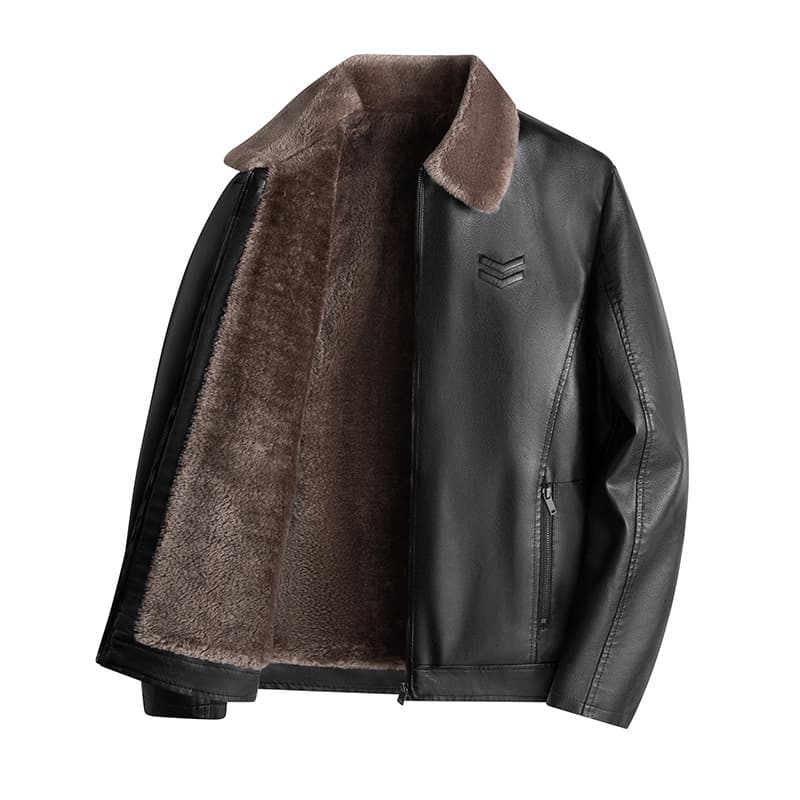 Cross-Border Bestseller Thickened Faux Leather Jacket PU Leather Men's Biker Coat Autumn Winter Casual Loose Notch Lapel Outerwear