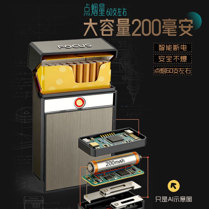 Waterproof and pressure-resistant slim cigarette box portable cigarette lighter 20-pack cigarette box factory direct sales cross-border