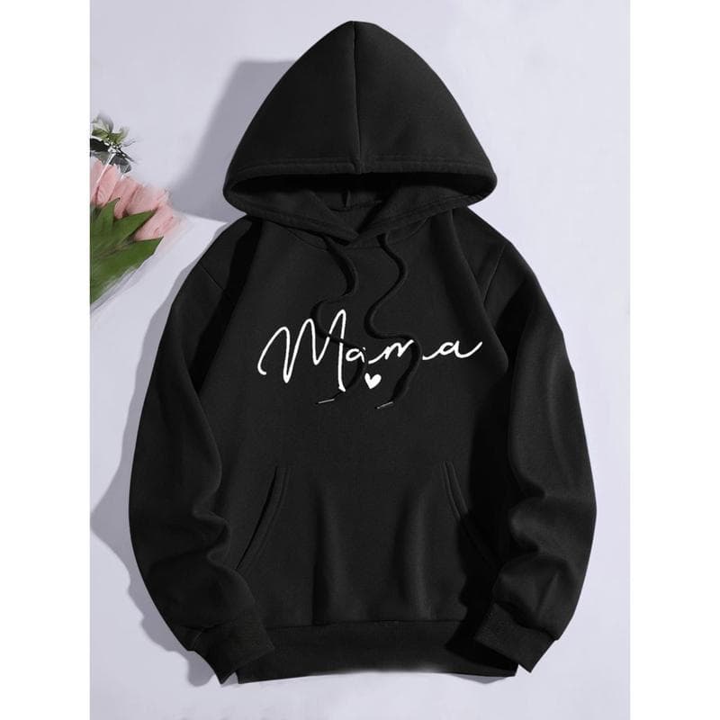 [Cross-border European code] Stylish Women's Black Mama Print Hoodie With Fro