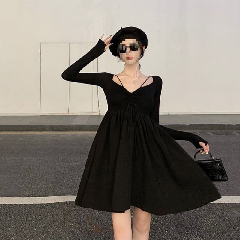 Maternity dress, autumn/winter long sleeves, stylish, slightly chubby, Chanel-inspired, new inner layer, subtly slimming little black dress