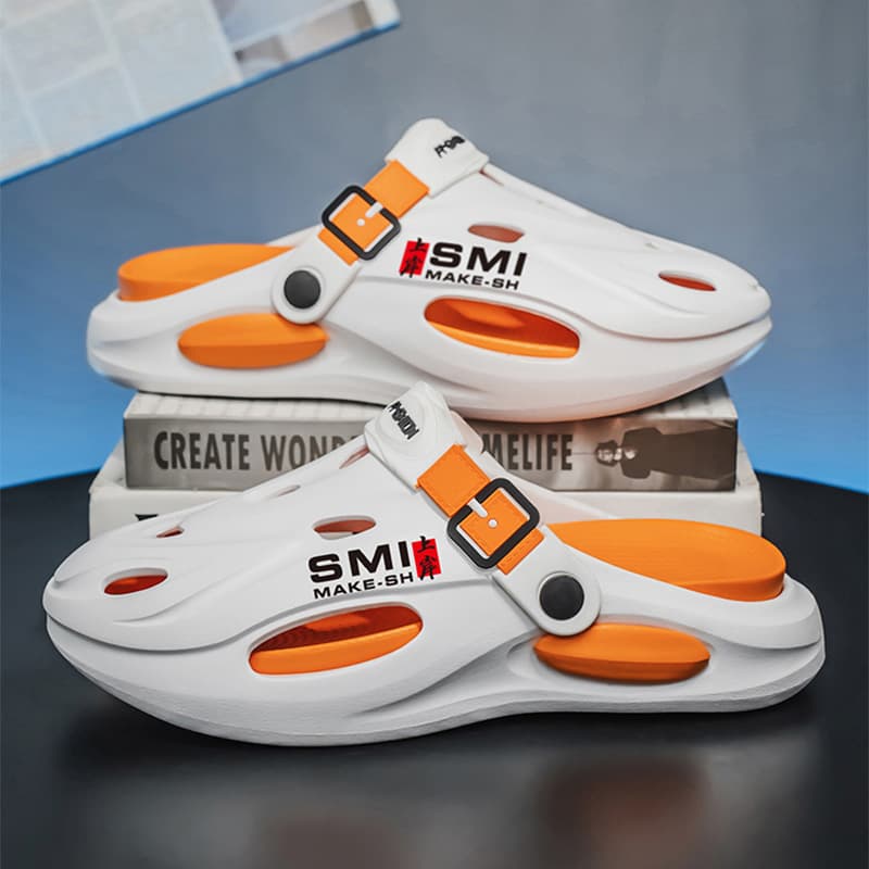 Cross-border Croc-style Shoes for Men, Women, and Teens, Summer Breathable Closed-Toe Two-Way Slip-On EVA Cloud-like Comfort Shoes
