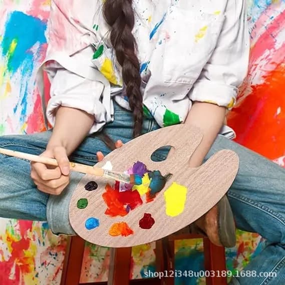 Palette Wooden Palette Oil Painting Hand-painted Plate Double-sided Painting Board Solid Wood Palette Drawing Tool