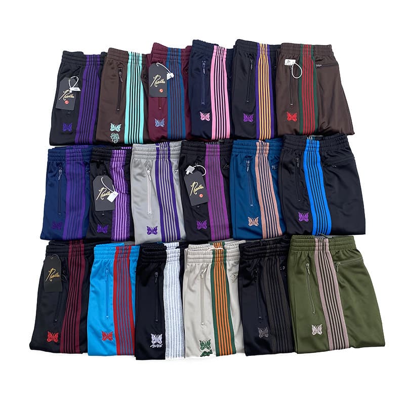 needles track trendy brand embroidered butterfly pants loose casual straight pants men's drapey wide-leg pants men's