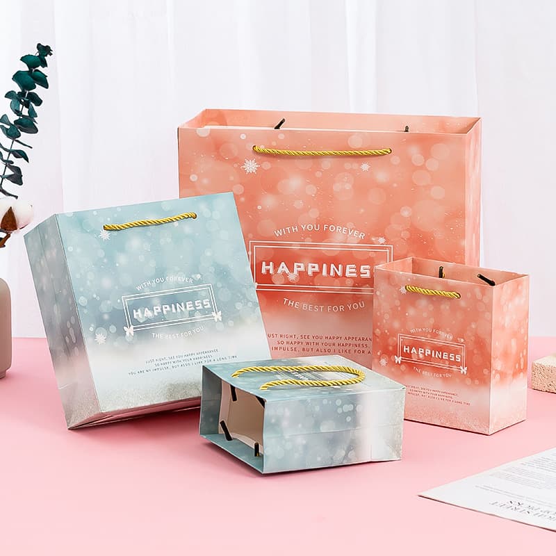Green Small Clear Gift Paper Bag Back Gift Bag Accompanying Gift Bag Packaging Bag Mask Wedding Scarf Pink Bag