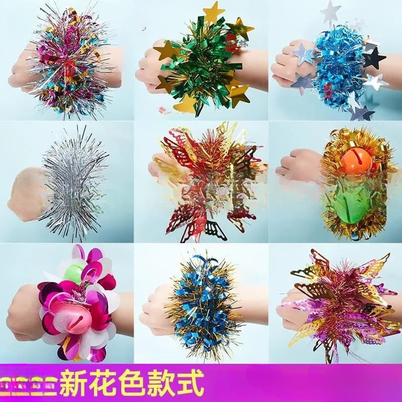 Cheerleading hand flowers, gymnastics ribbons, wrist flowers, kindergarten dance performance bracelets, bells, Children's Day, June 1st