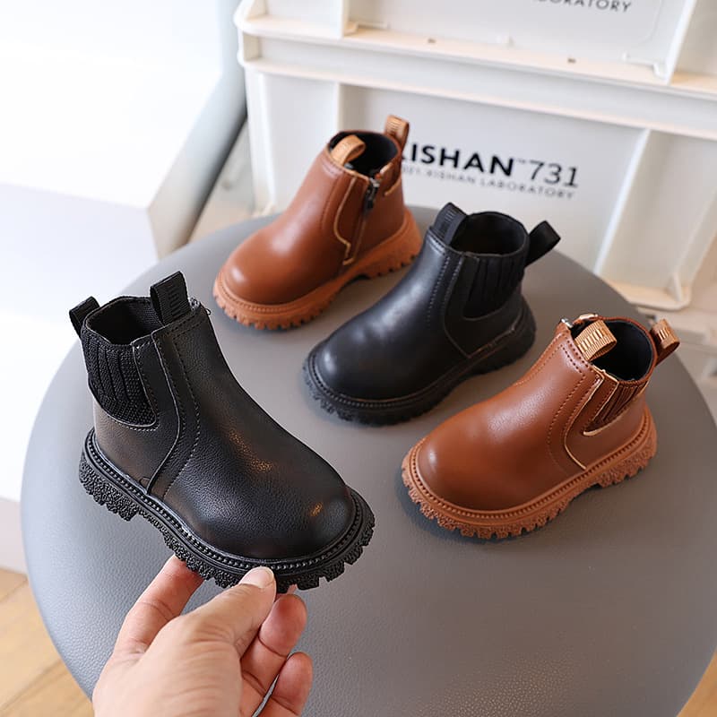 Autumn new children's fashion British short boots boys' side zipper fashion Martin boots girls soft-soled fashion boots