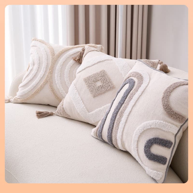 Cotton and linen bohemian ins style loop velvet pillow sofa living room pillow back bay window tassel cushion cover