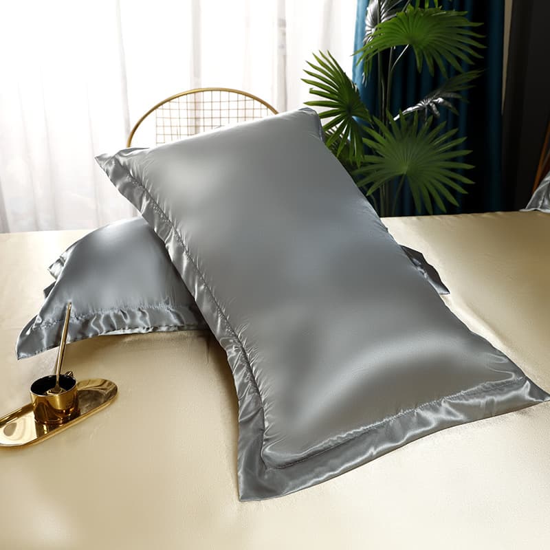 Ice Silk Pillowcase Imitation Silk Pillow Core Cover Solid Color Single Silky Pillow Case Foreign Trade Cross-Border Wholesale Pair Pack