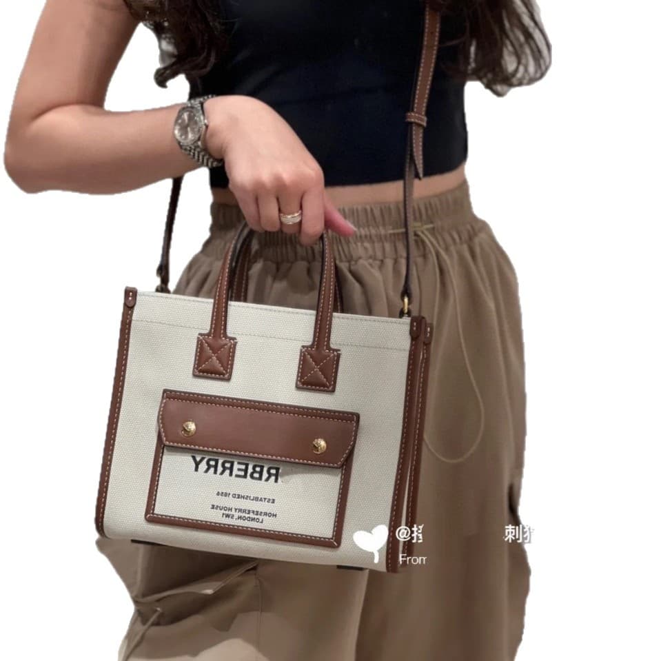 2025 Autumn/Winter New Bur Tote Canvas Vintage Versatile Women's Bag Premium Texture Handbag Shoulder Bag Simple and Versatile