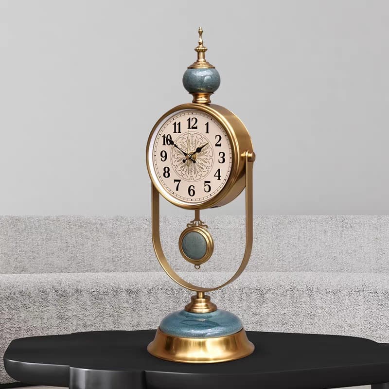 Custom European Vintage Mantel Clock Living Room Clock New American Style Desktop Table Clock Home Pendulum Clock Hallway Table Clock