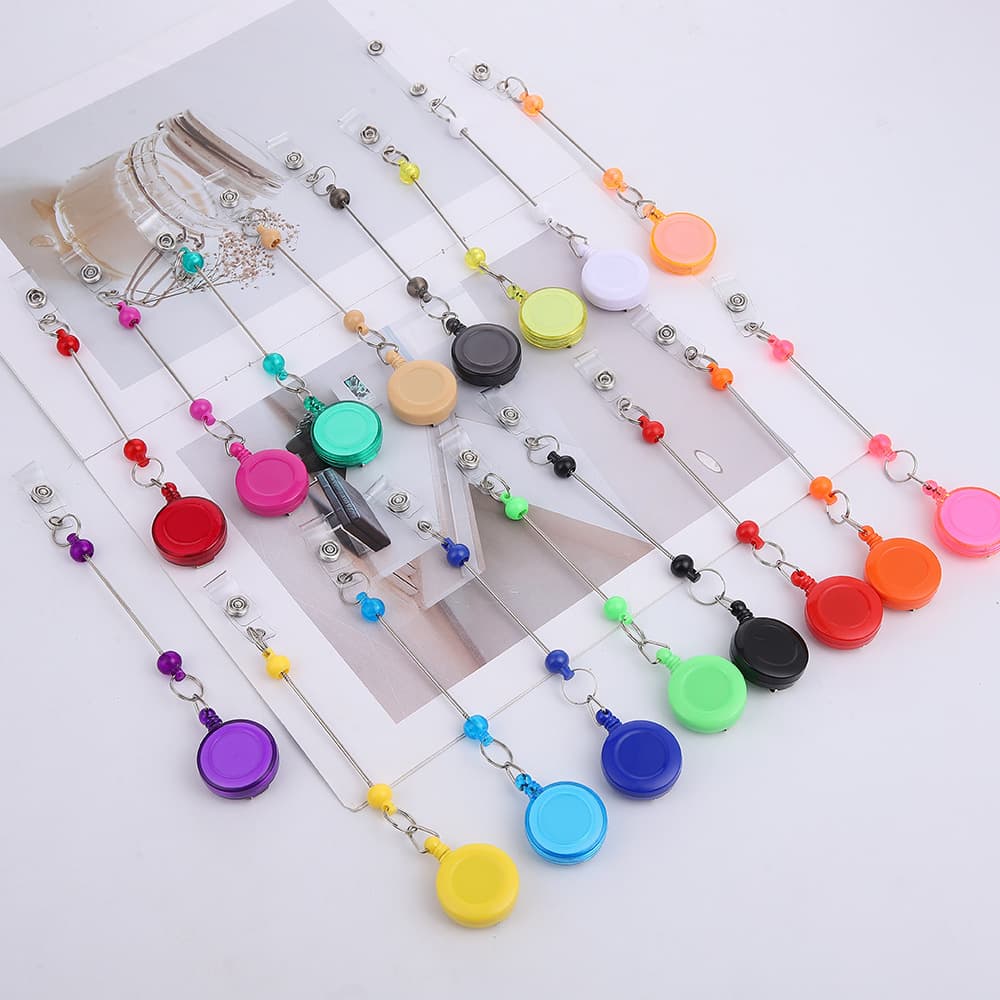 Cross-border card holder retractable easy-pull buckle DIY beaded keychain nurse badge ID cable buckle ready for sale wholesale