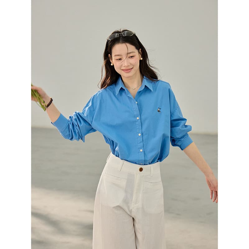 Geming Korean Loose Embroidered Long Sleeve Blouse Women's Autumn Guangzhou Shisanhang Shirt AG072