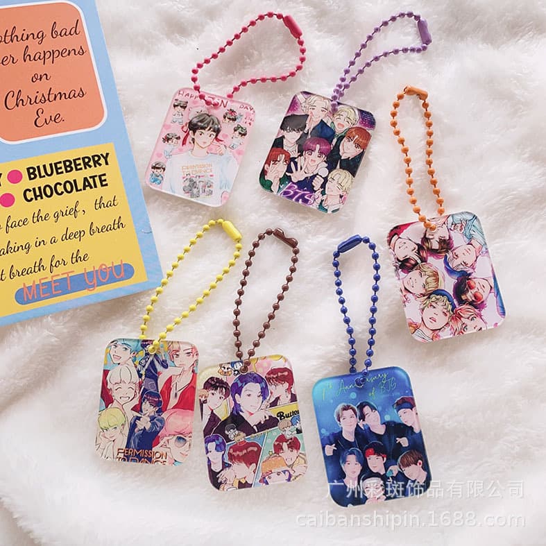 Korean Hot Selling BTS Cartoon Merchandise Kim Taehyung Keychain Bag Notebook Charm