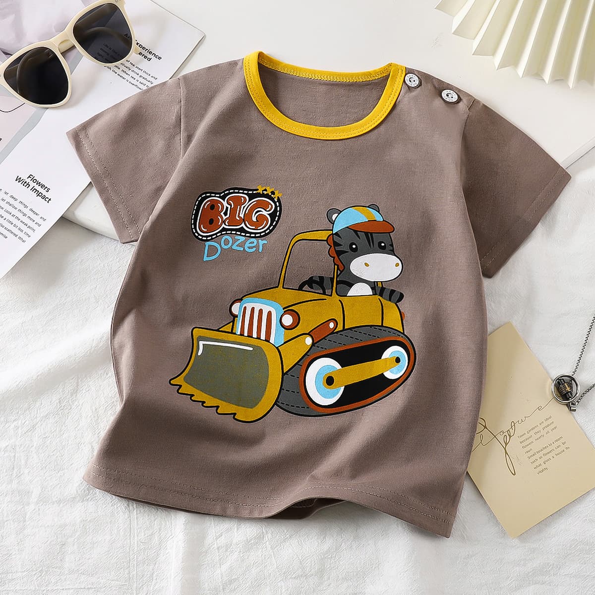 Kids Short Sleeve Cotton T-Shirt Summer 2025 New Style Baby Boy Cartoon Girl Tee Korean Version Top Children's Clothing