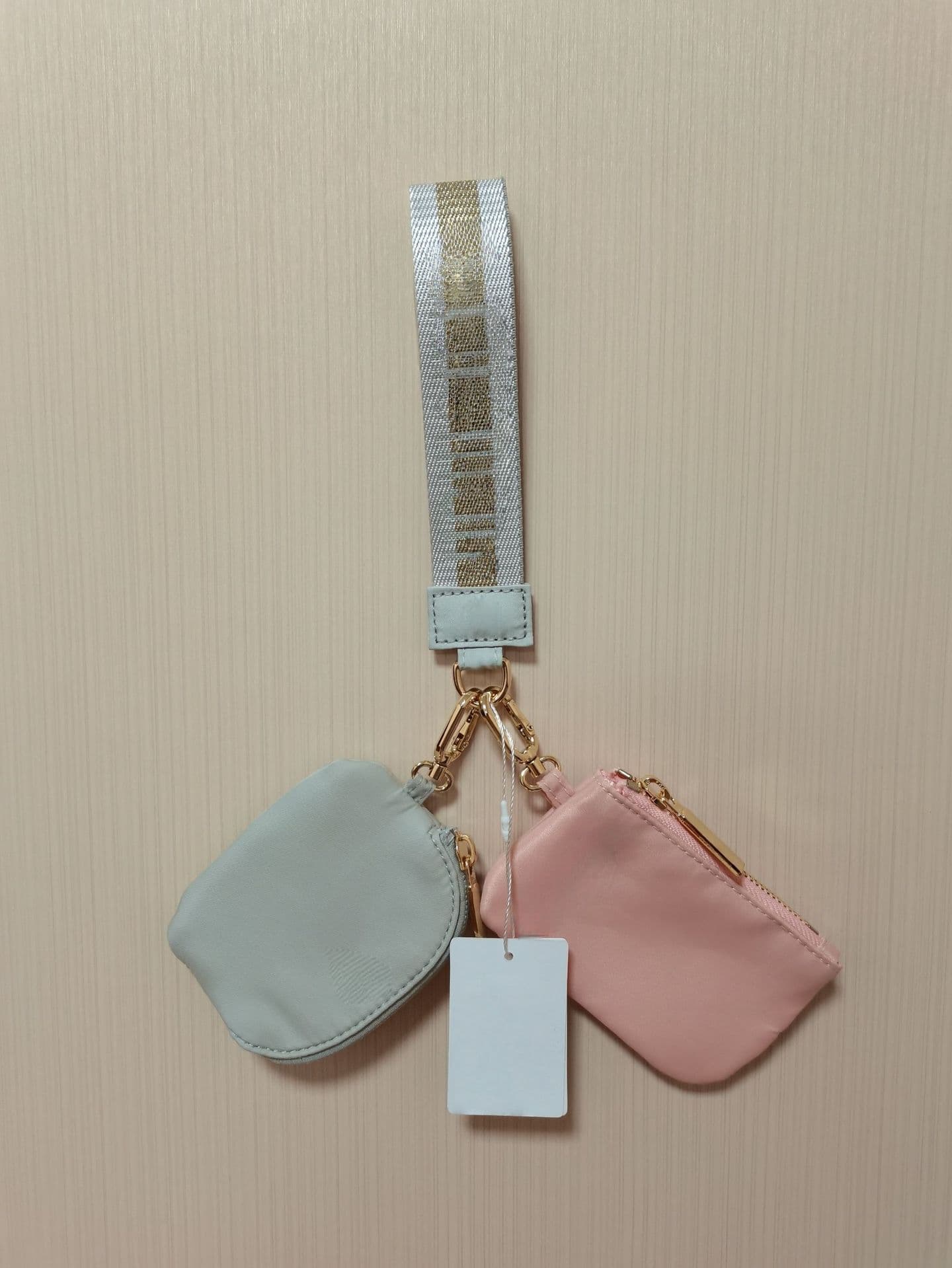 New Style Coin Purse Card Holder Fashionable Color-Block Portable Large Capacity Double Bag Wrist Strap Waterproof Key and Lipstick Organizer