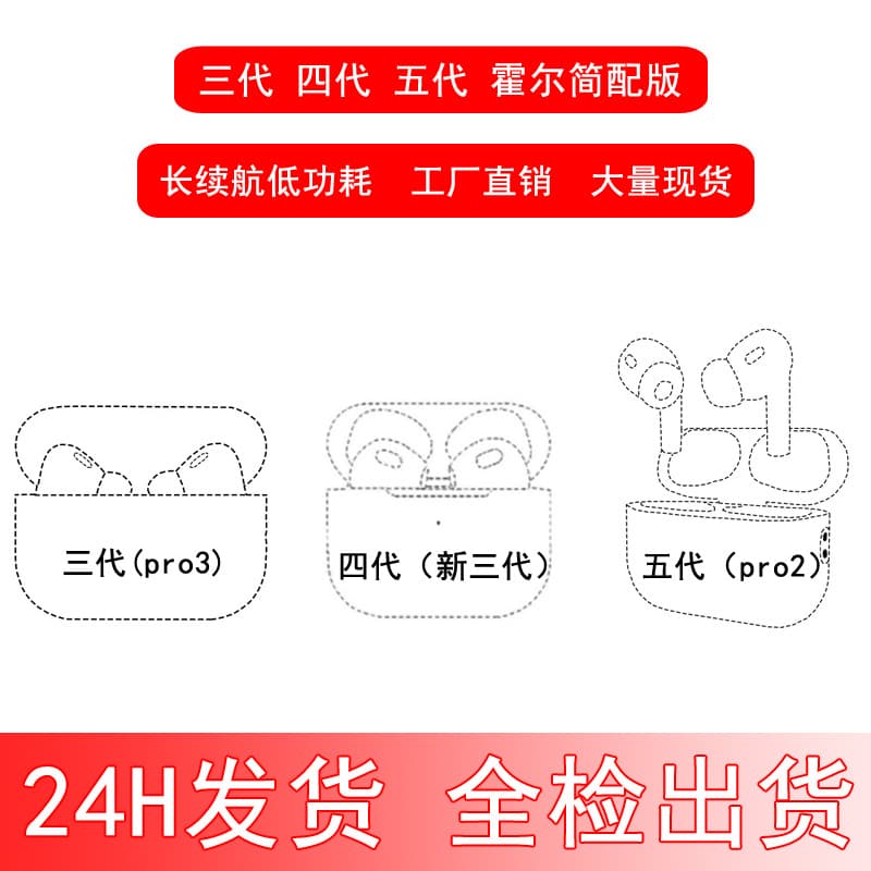 New Wireless Bluetooth Pro2 Earphones Third Generation Pro3 Six Generation Earbuds Support Music Dual Stereo Sound IPX3 Waterproof