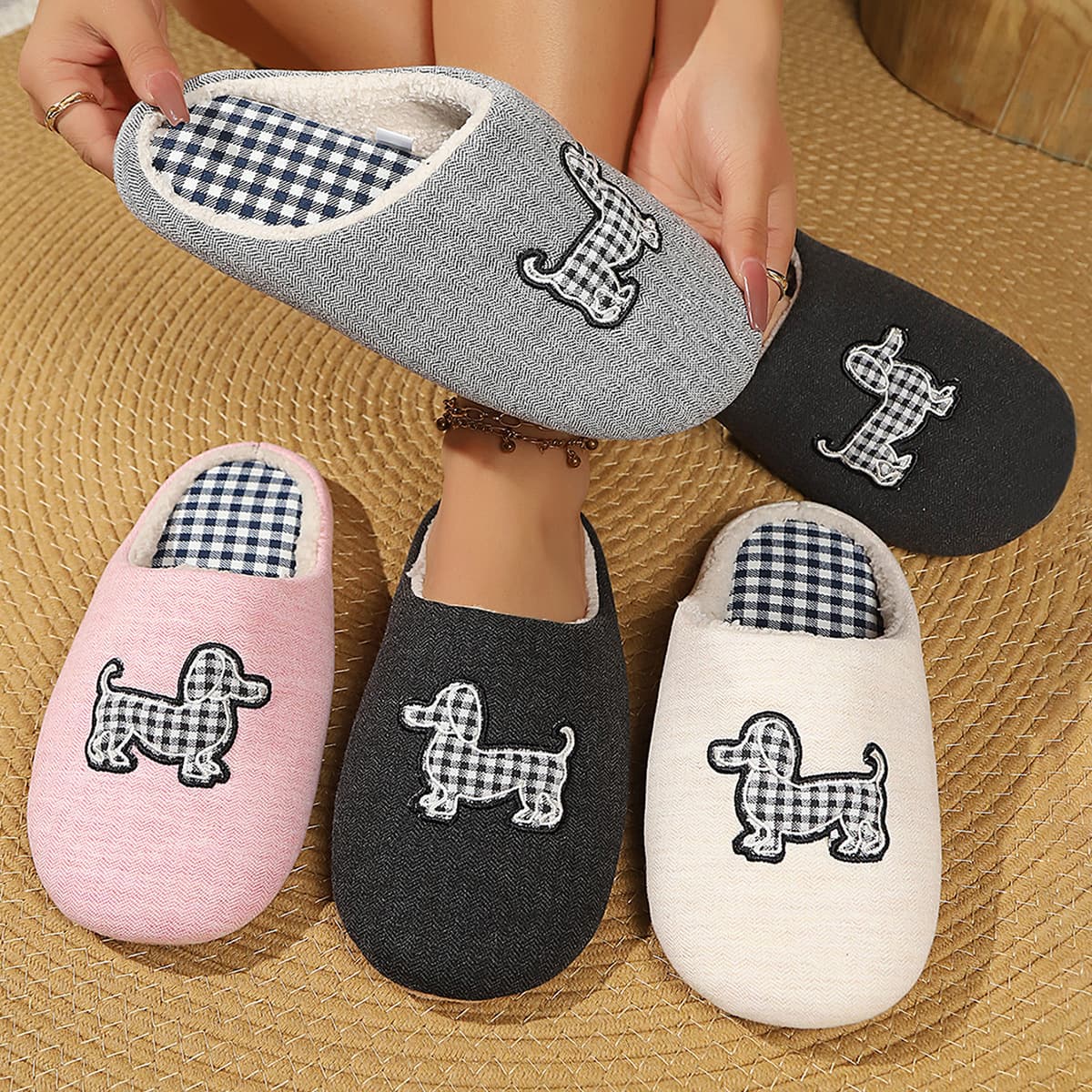 Cross-border Drop Shipping Soft Sole Slippers Anti-slip Plush Slippers Women's Stock Wholesale Custom Home Indoor Silent Cotton Slippers